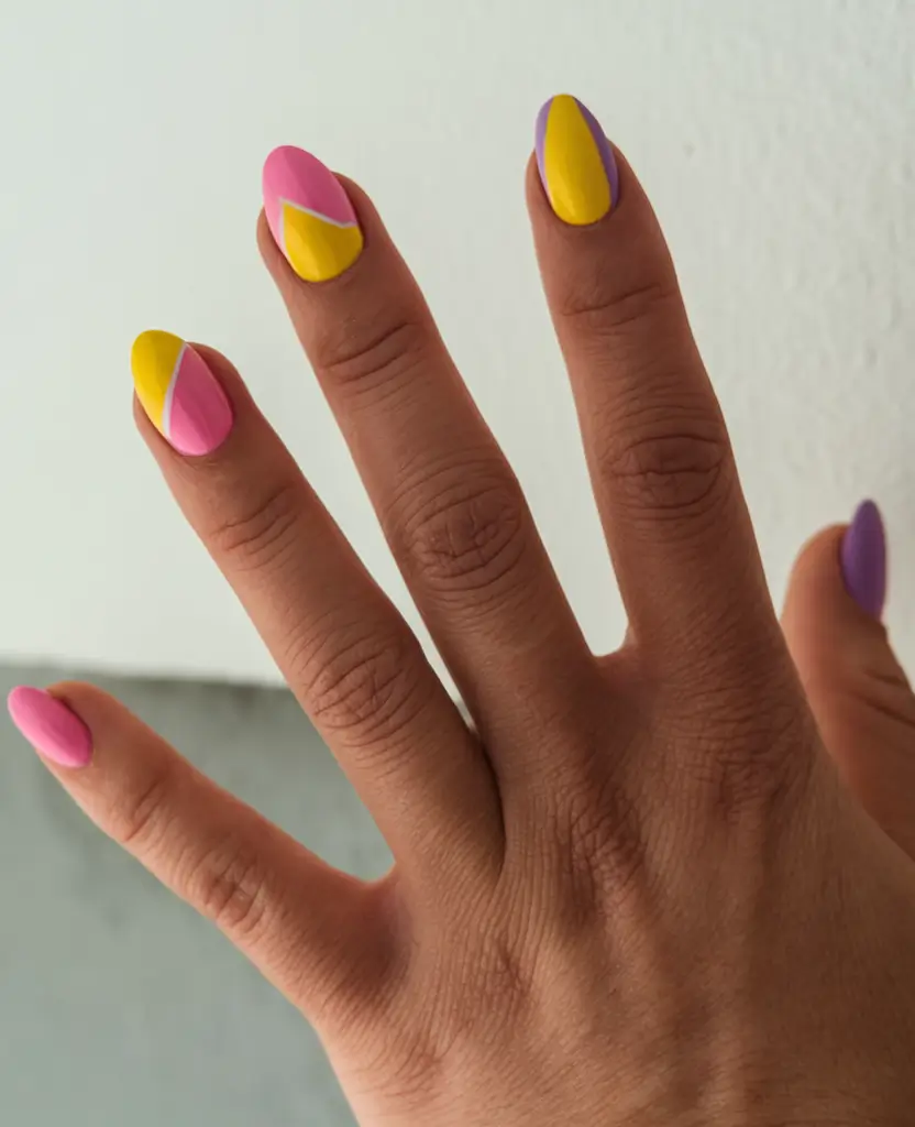 short acrylic nails summer ideas Colorblock Pop Art Vibes