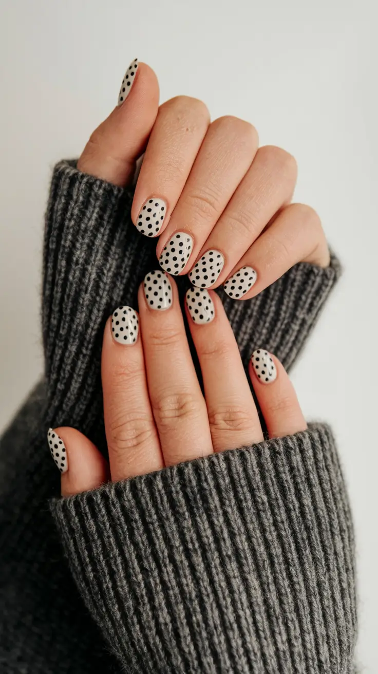 short acrylic nails summer designs Classic Dots with Modern Edge