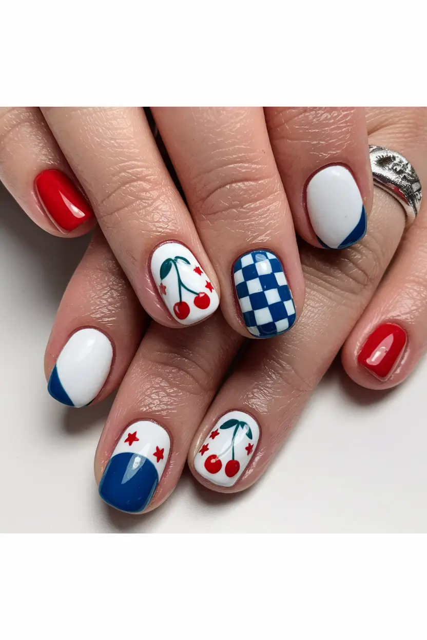 Simple 4th of July Nails for 2025 Cherry Bomb Americana Fun