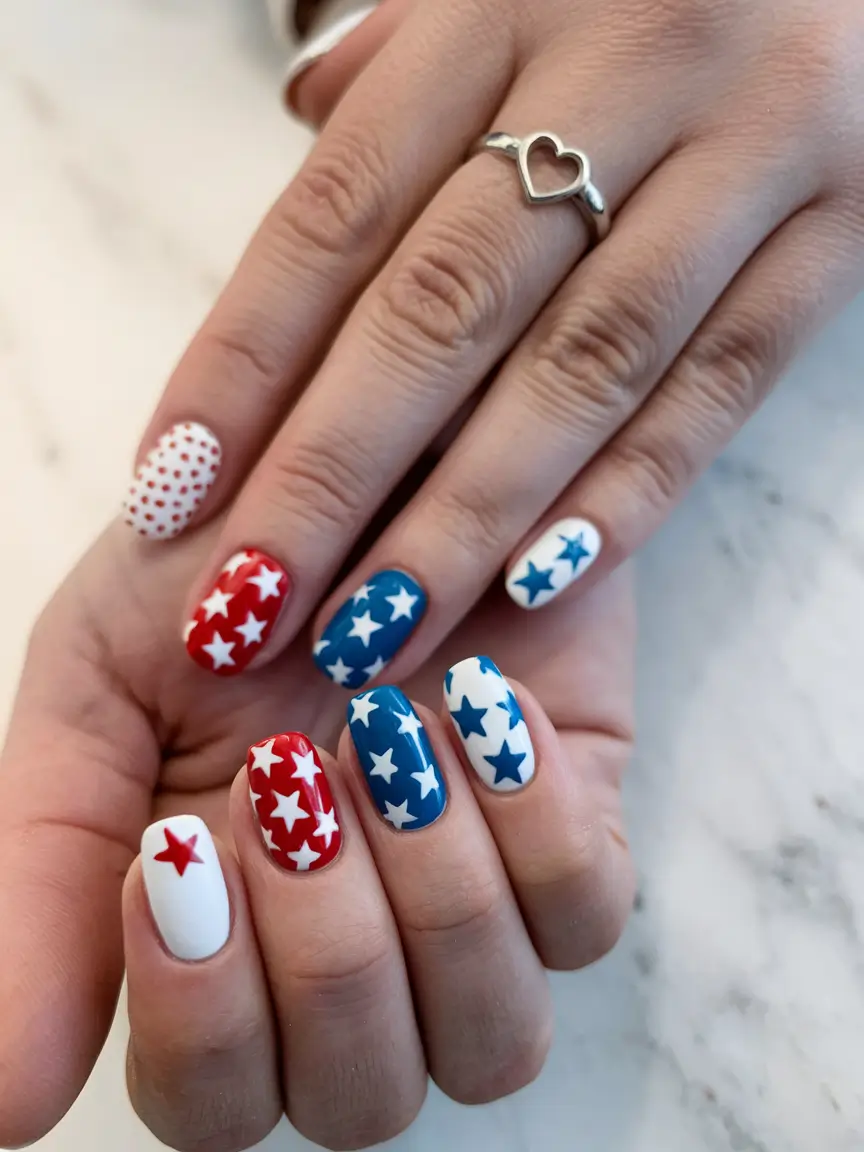 simple 4th of july nails gel Polka Stars and Patriotic Playfulness