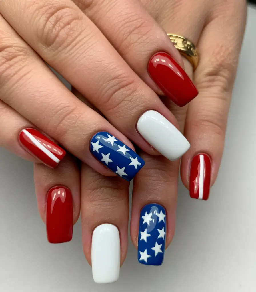 simple 4th of July nails coffin Coffin Cut Patriot Chic