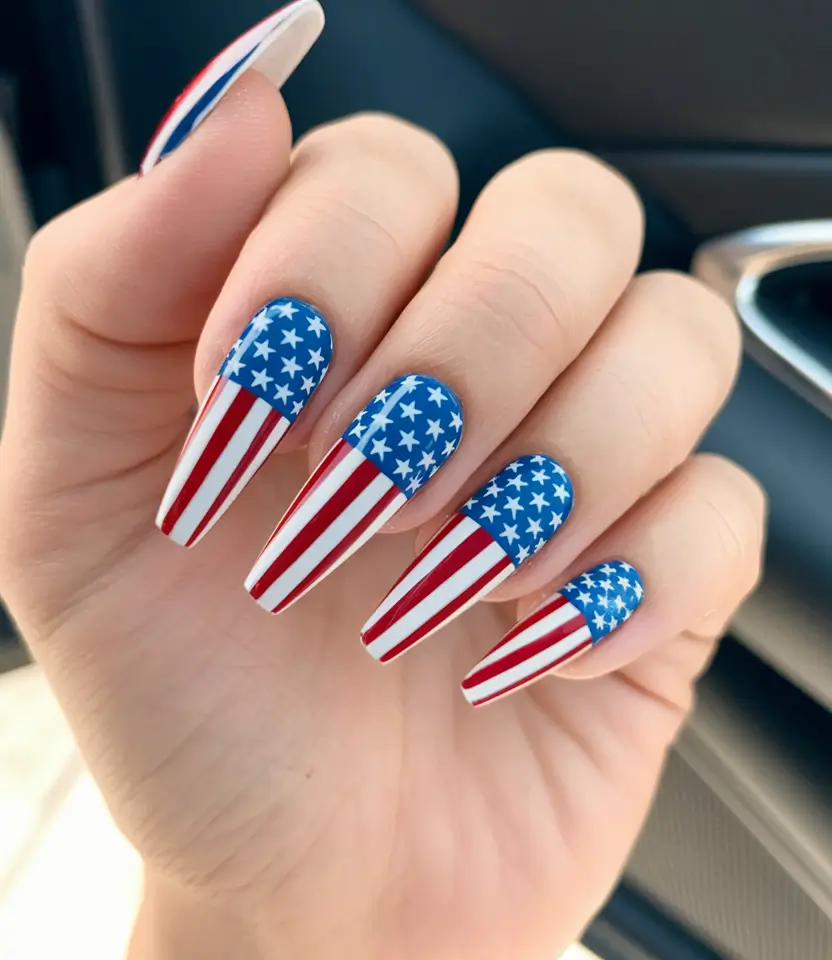 simple 4th of july nails acrylic Patriotic Stiletto Perfection