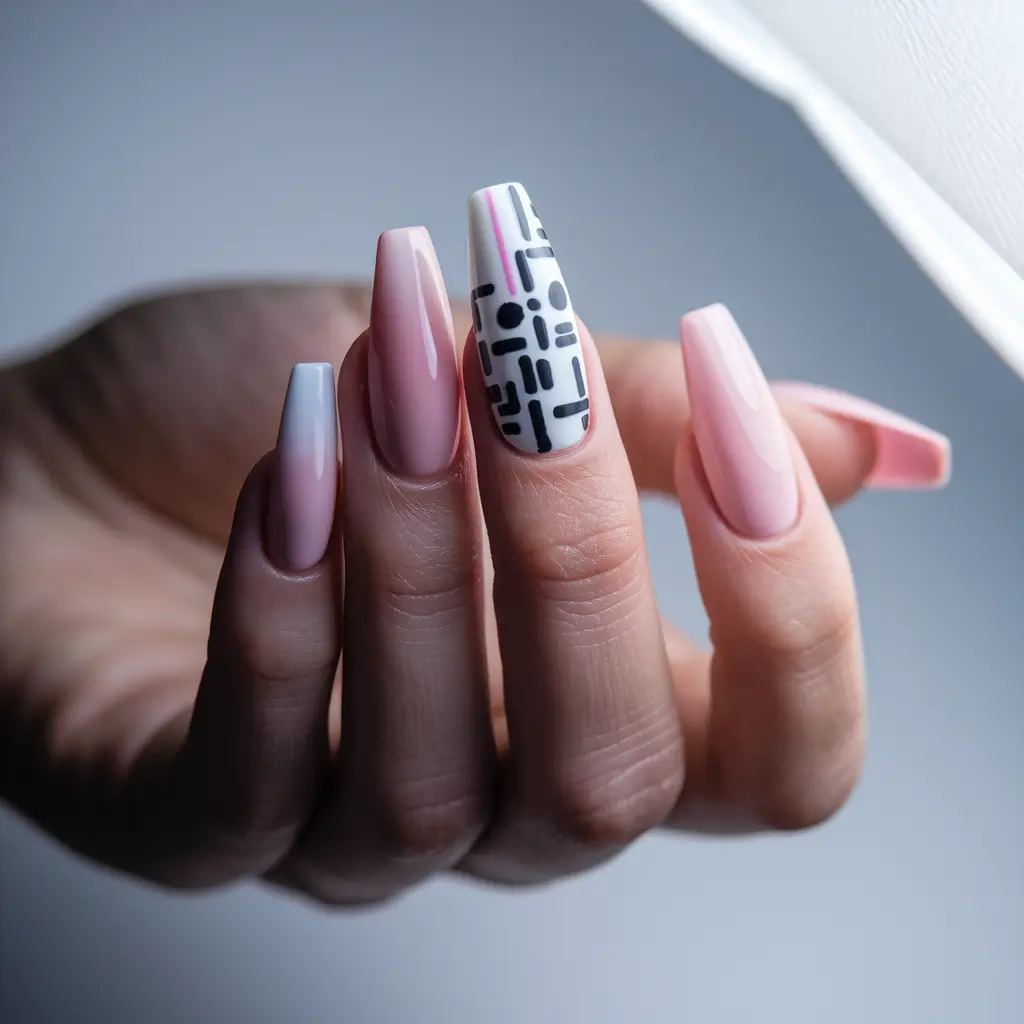 simple nails classy geometric pink summer