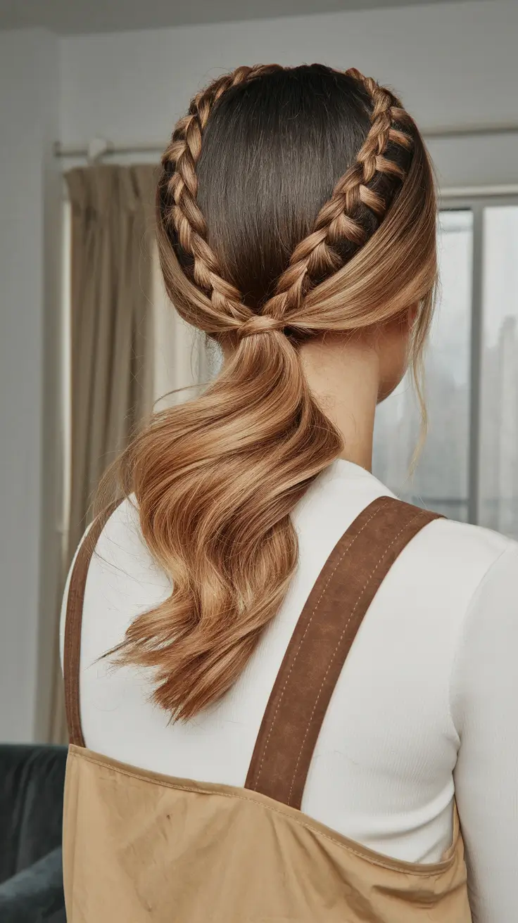 summer hairstyles for long hair braids Twisted Crown with Soft Waves