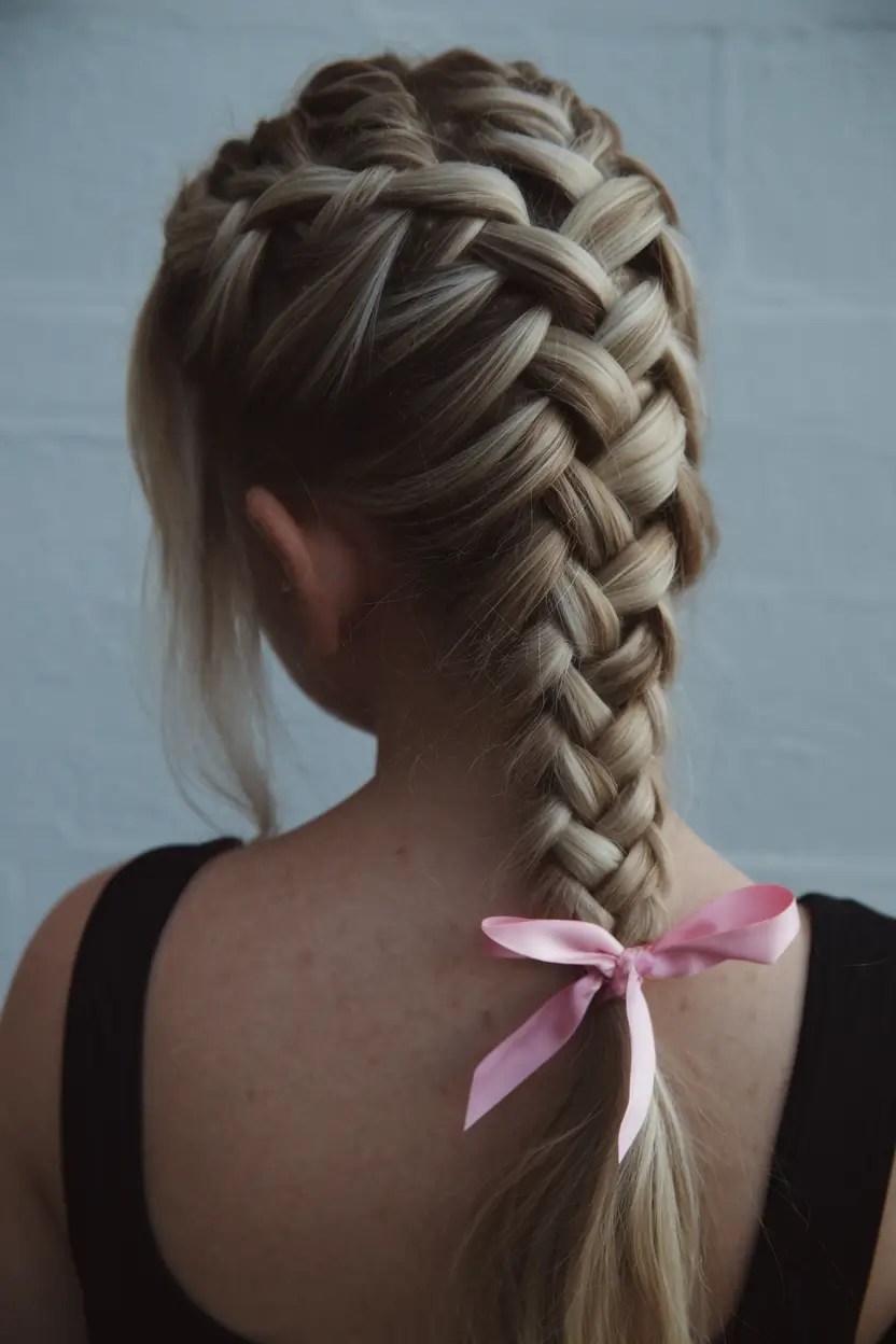 summer hairstyle for long hair Soft Dutch Braid With a Blush Finish