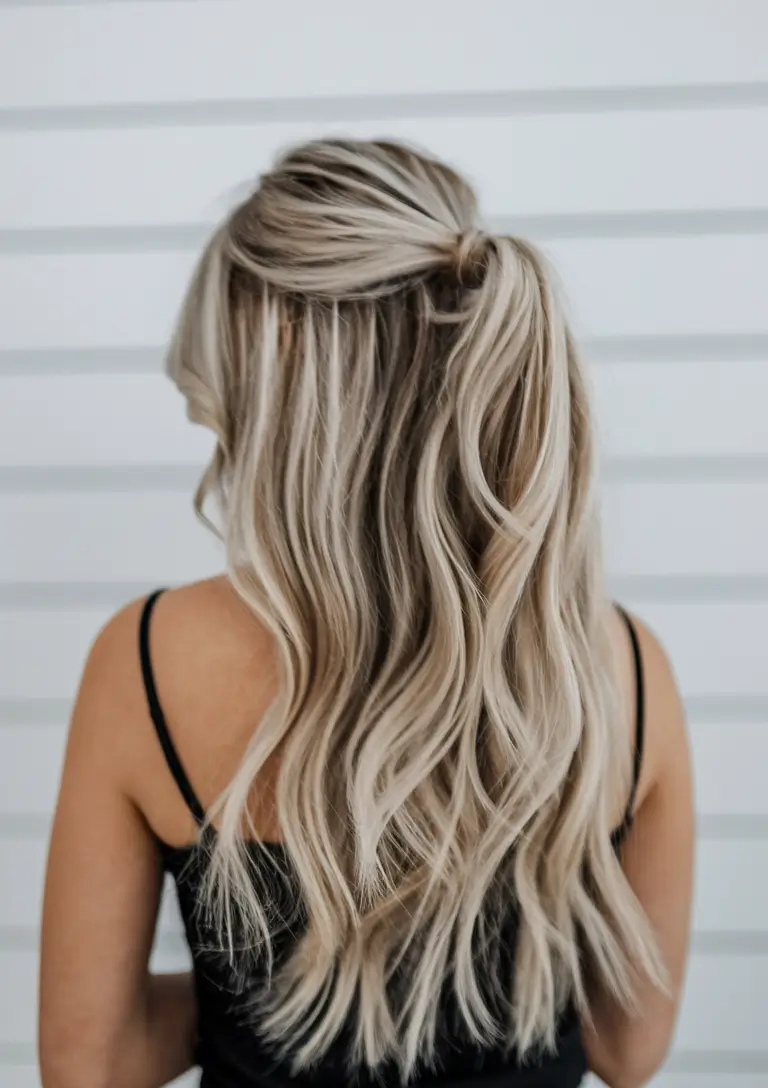 summer hairstyles for long hair Beachy Blonde Layers with a Twist-Back