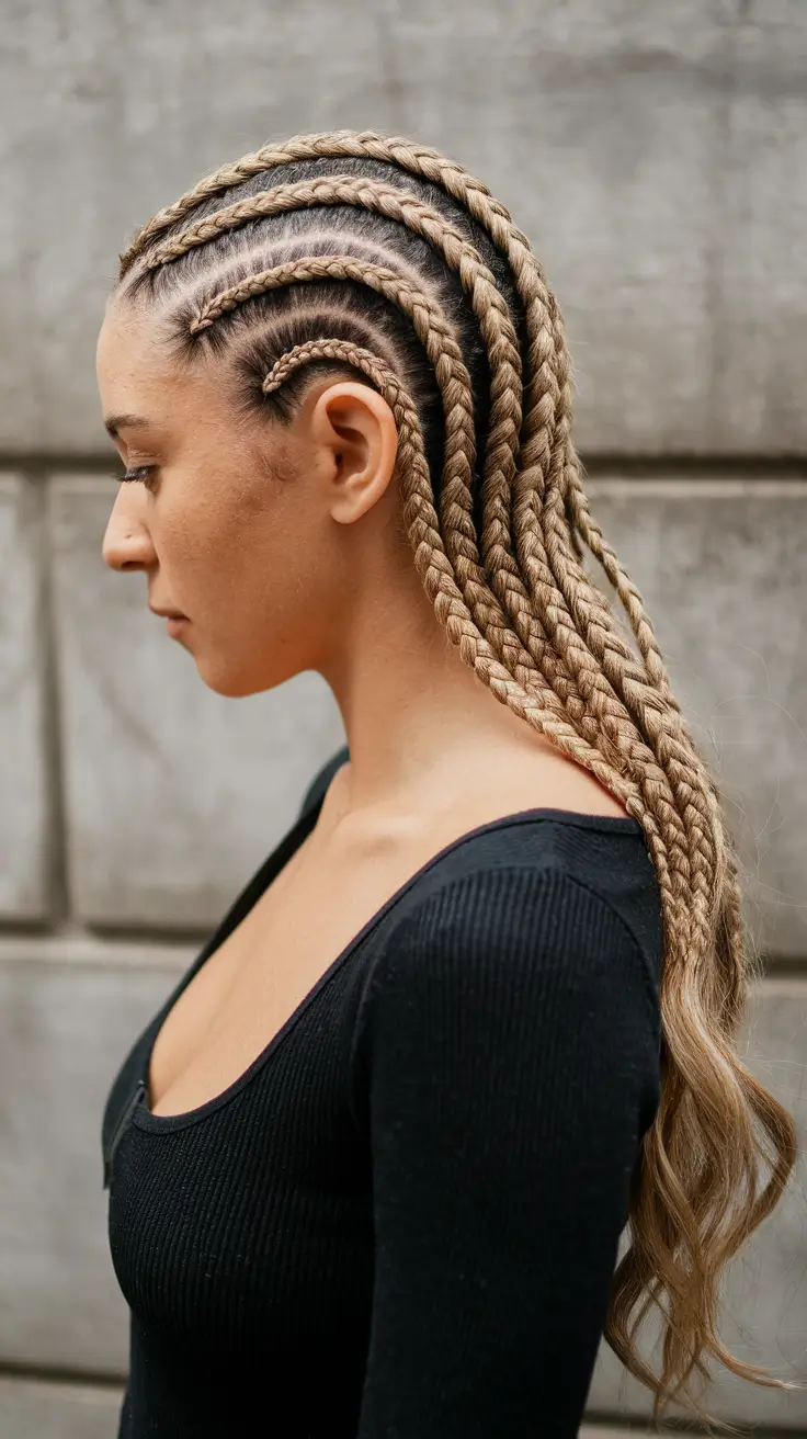 summer braids for black women Long Golden Cornrows with Loose Wavy Tips