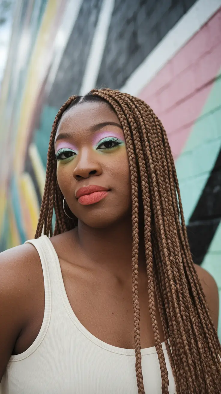 summer braids for black women color Bright Auburn Precision: A Bold Summer Classic