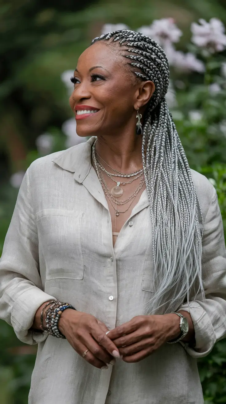 summer braids for black women over 50 Silver Grace: Age-Defying Beauty in Braids