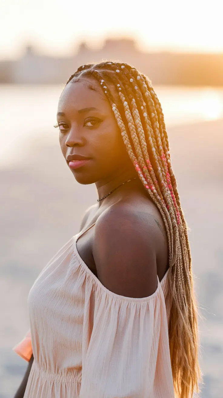 summer braids for black women with beads Sunset Tones with Beaded Bliss