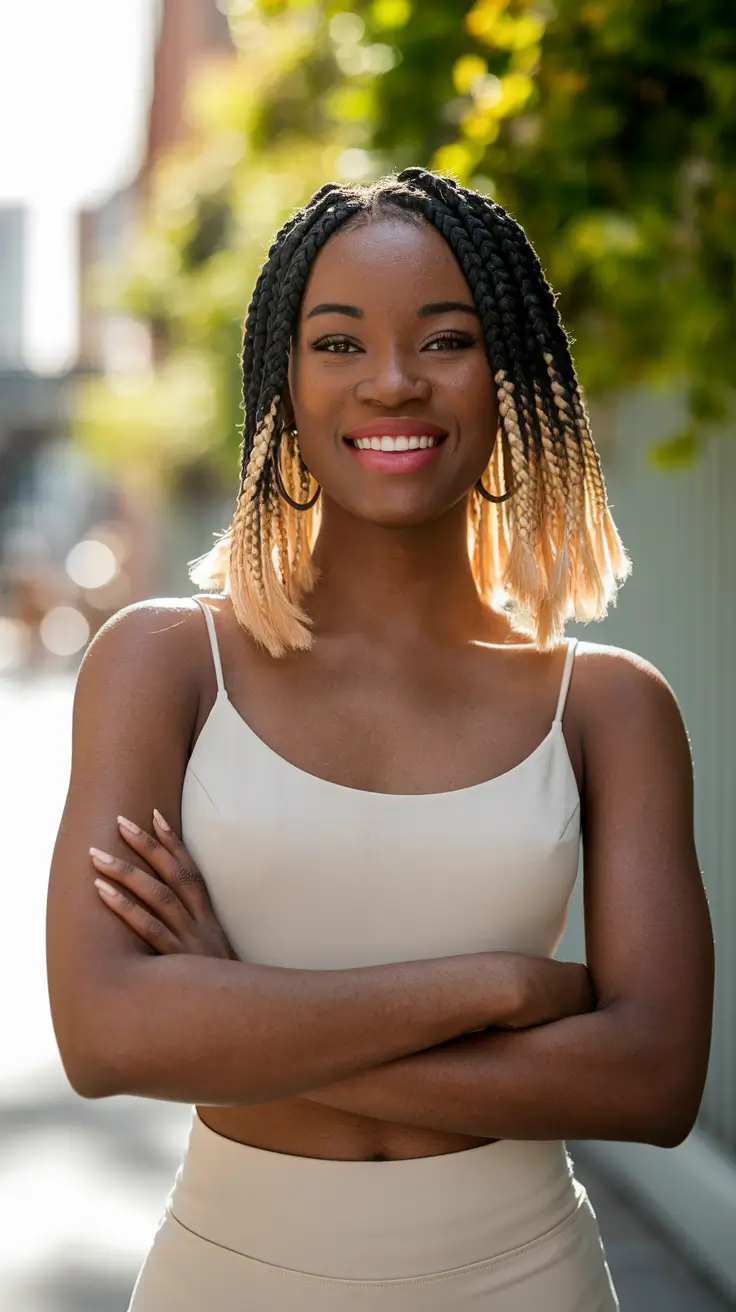 summer braids for black women Blunt-Cut Blonde Ombre Braided Bob