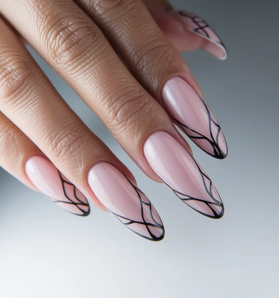 summer round nails designs Abstract Lattice Lines