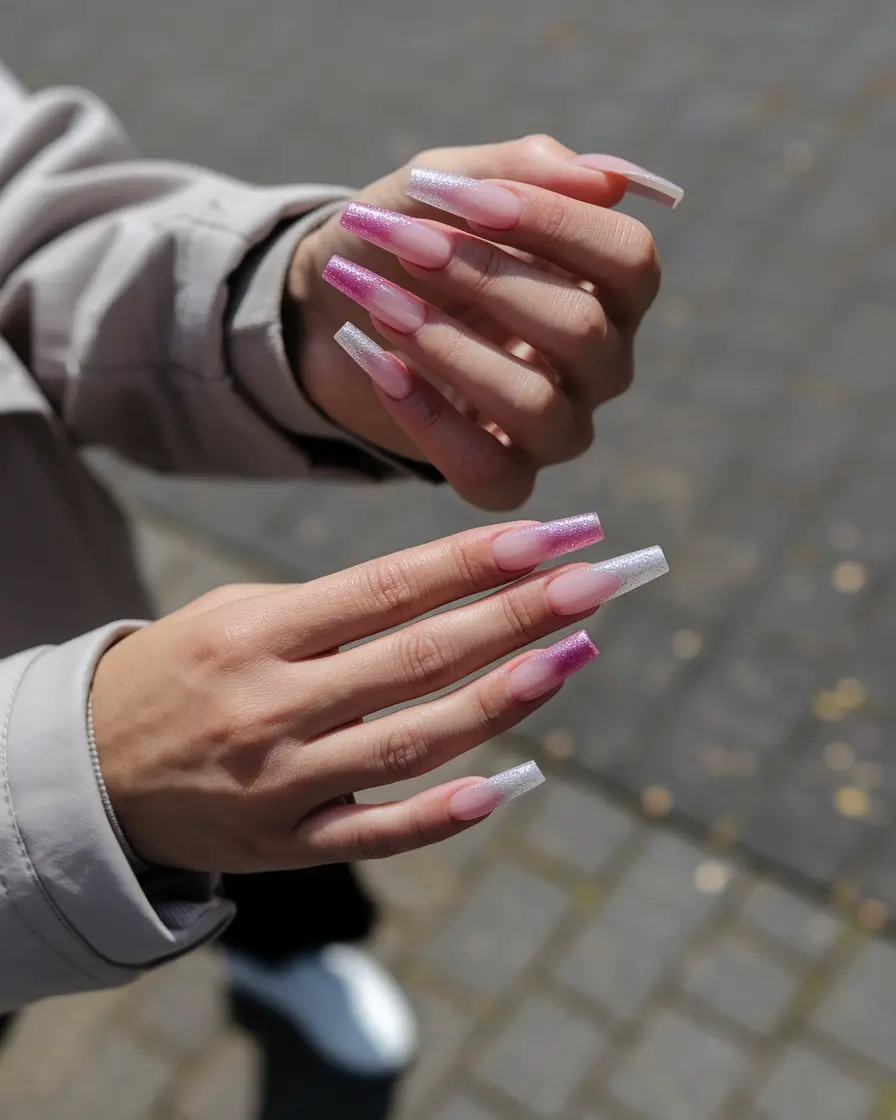 summer long nails inspiration Glitter Fade That Feels Like Sunset