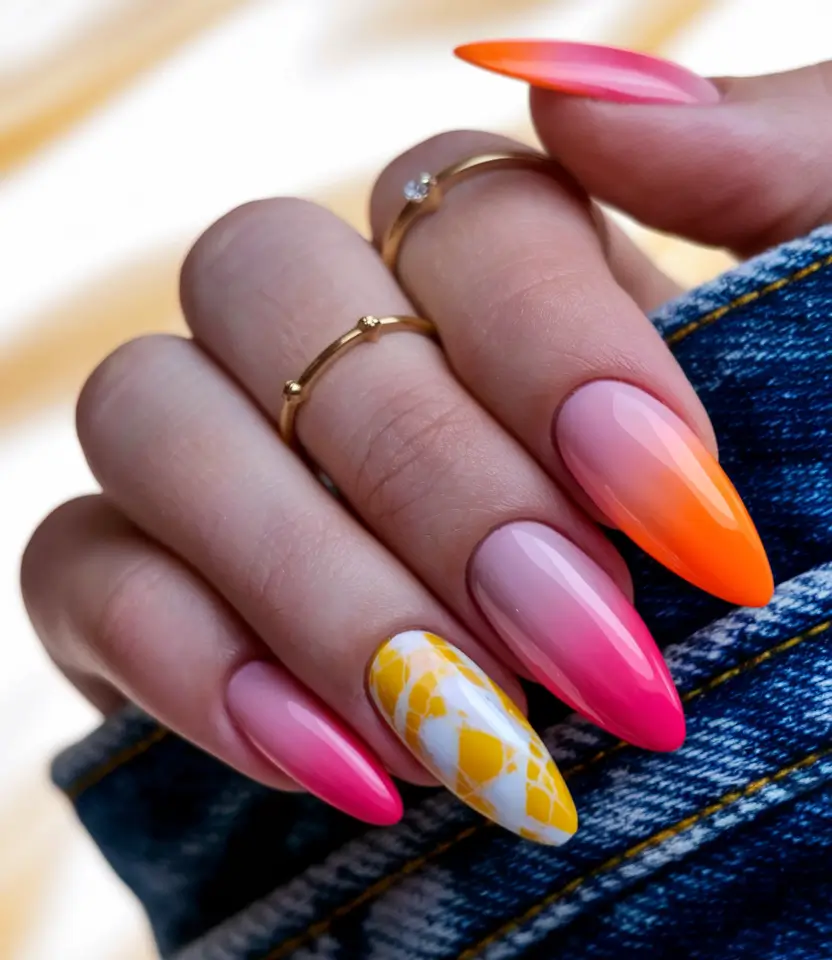 summer ombre nails ideas Sunset Citrus with a Twist
