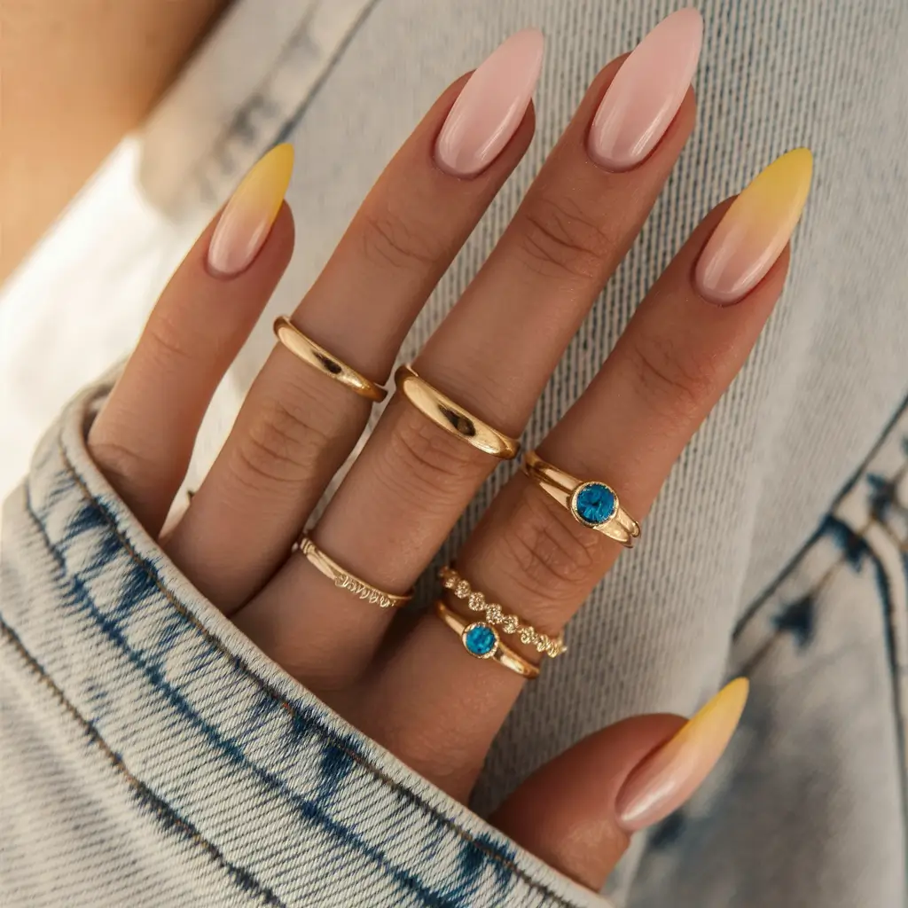 summer ombre nails ideas Soft Lemon Fade