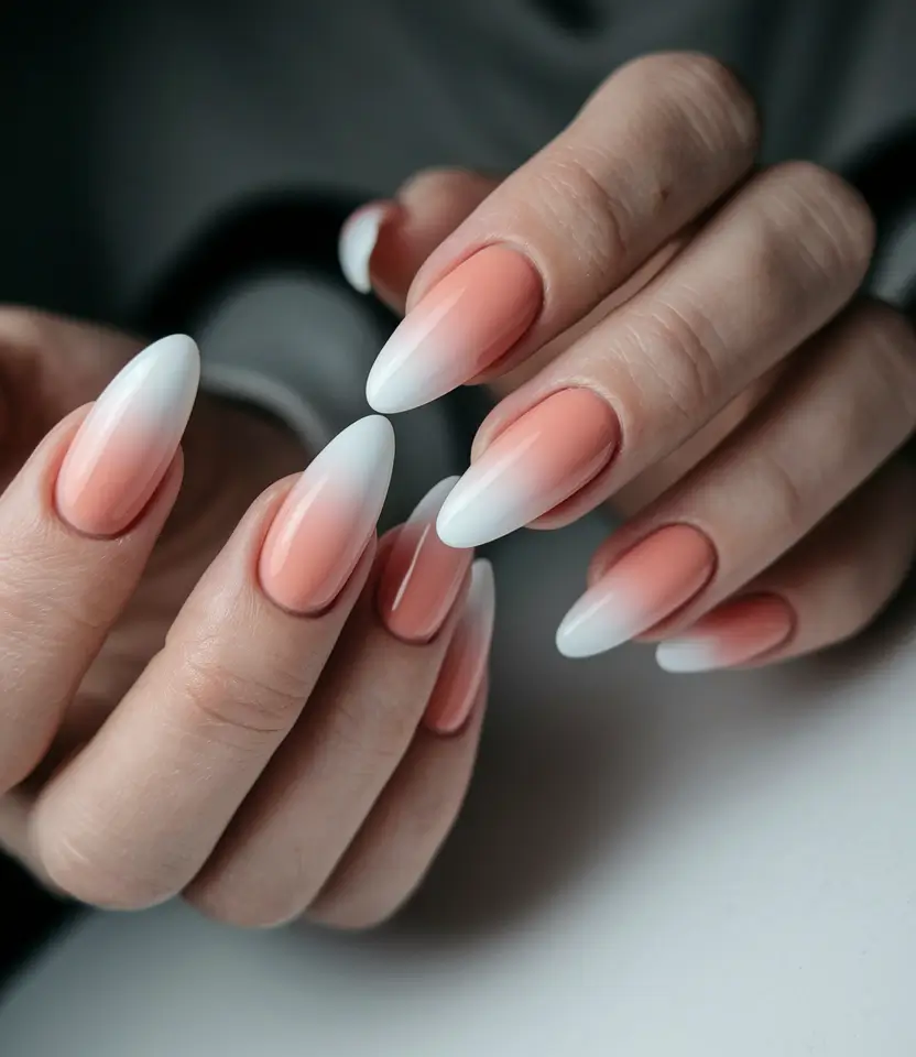 summer ombre nails ideas Peachy White Fade