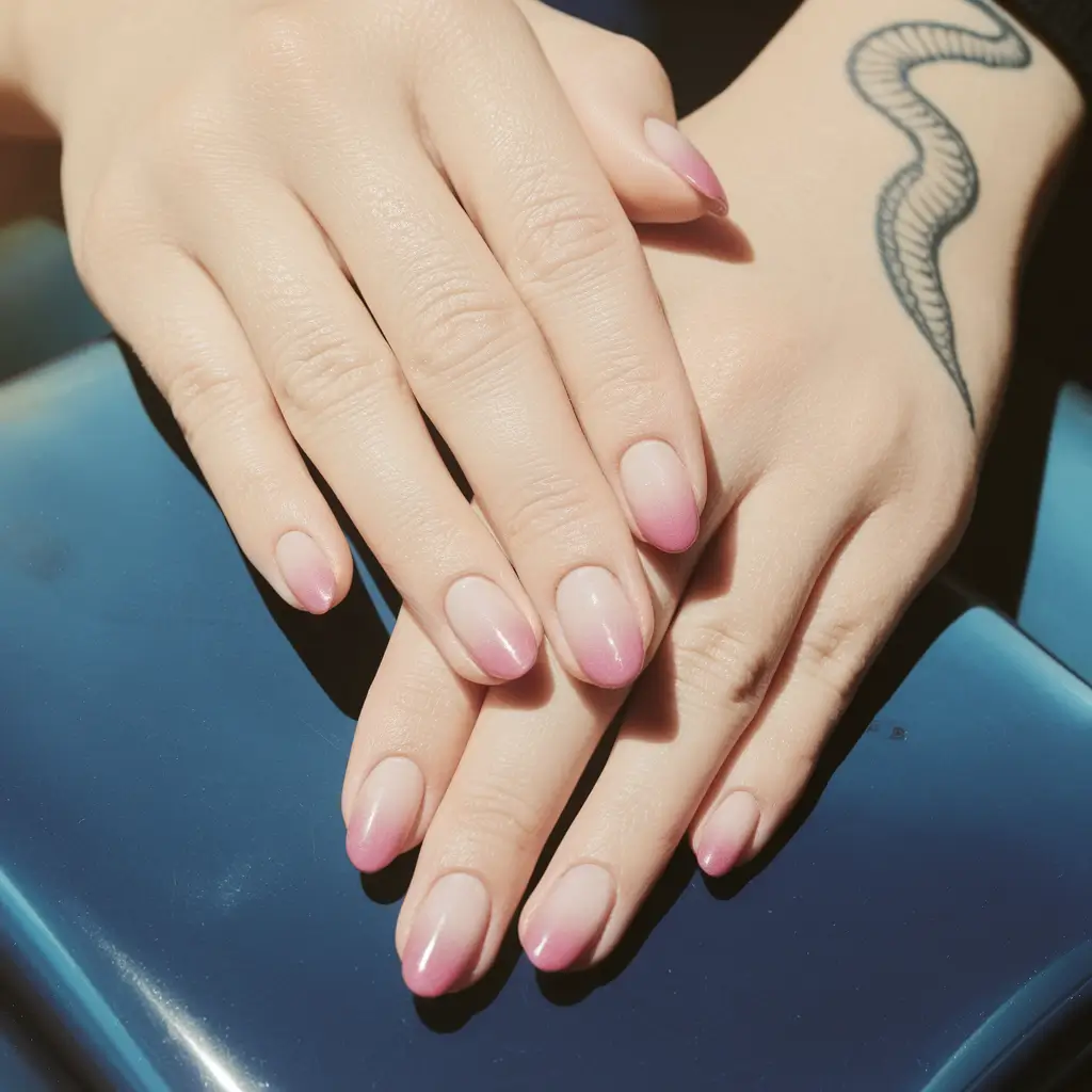 summer ombre nails ideas Peach Sunrise with a Sheer Finish