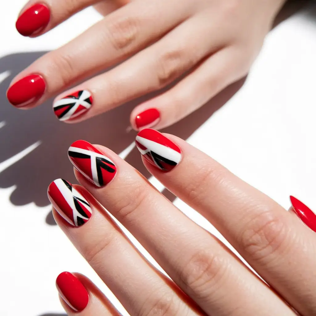 summer red nail ideas Pop Art Power: Red Meets Graphic Cool