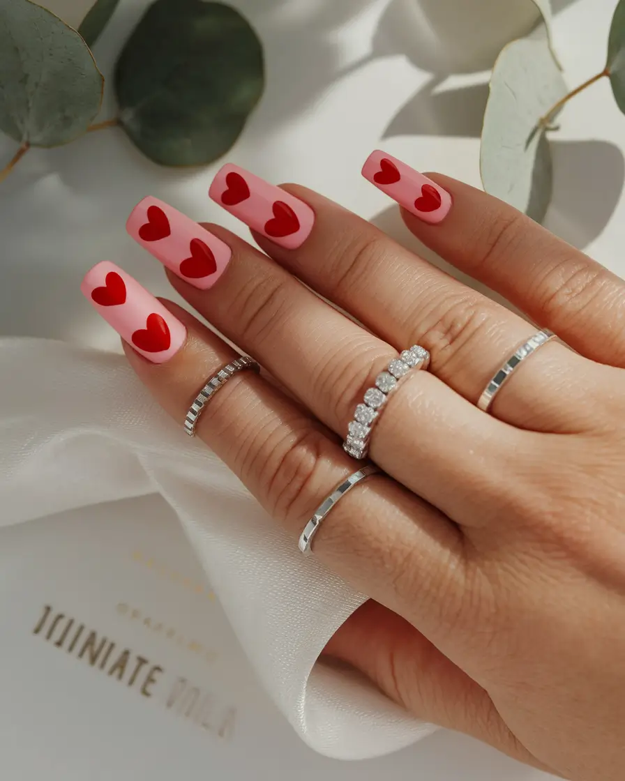 summer red nail ideas Sweetheart Pop Art Nails