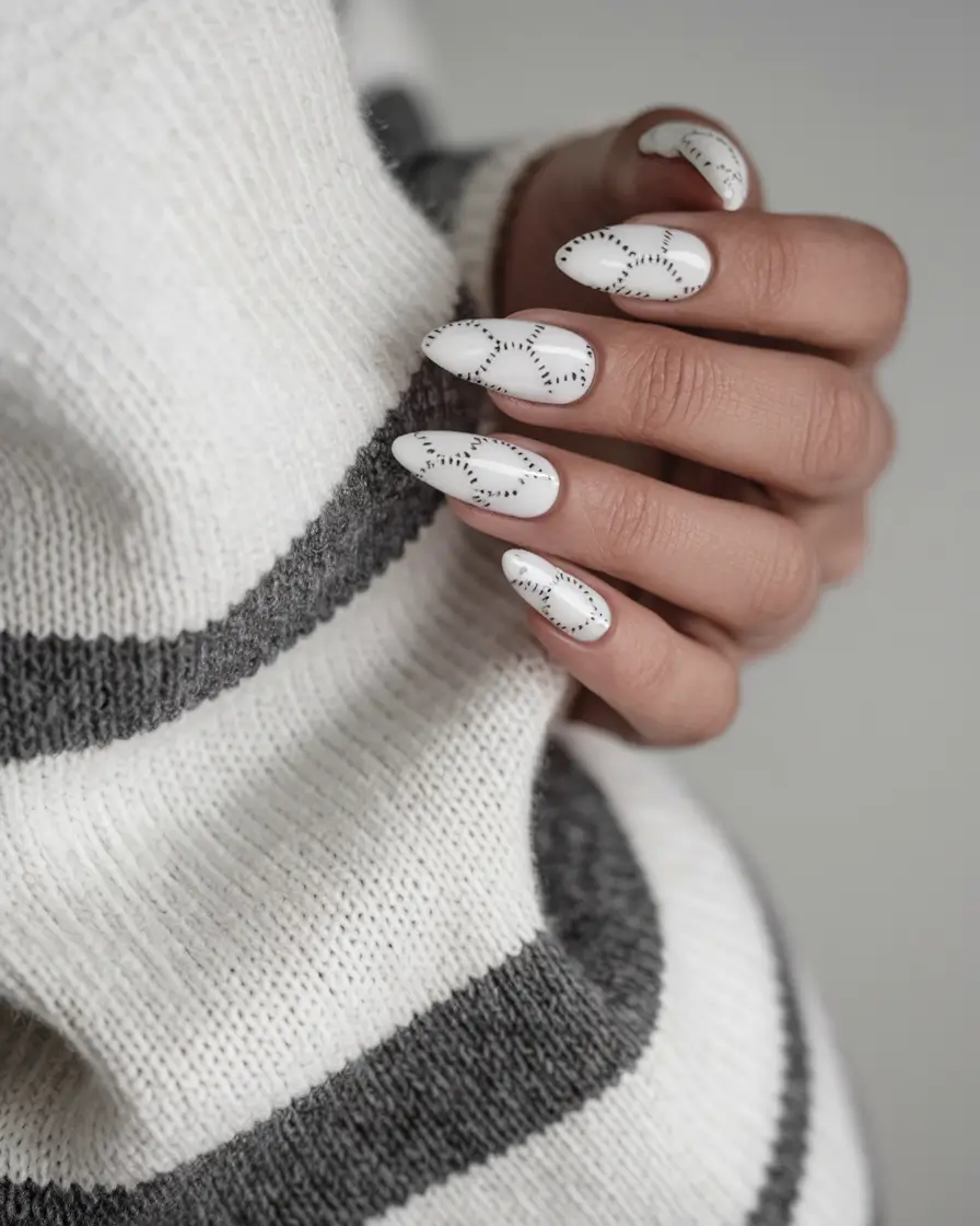 summer white nails ideas Minimalist Stitch Vibes with a Soft White Base