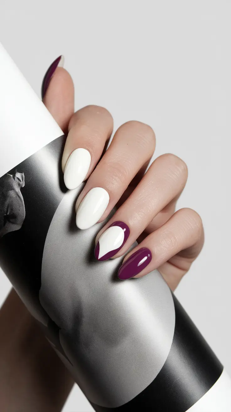 summer stiletto nails ideas white Bold Contrast with Creamy White and Berry Tones