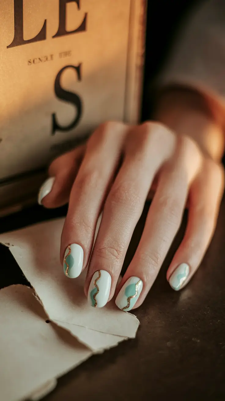 art designs Minty Waves with Golden Ripples