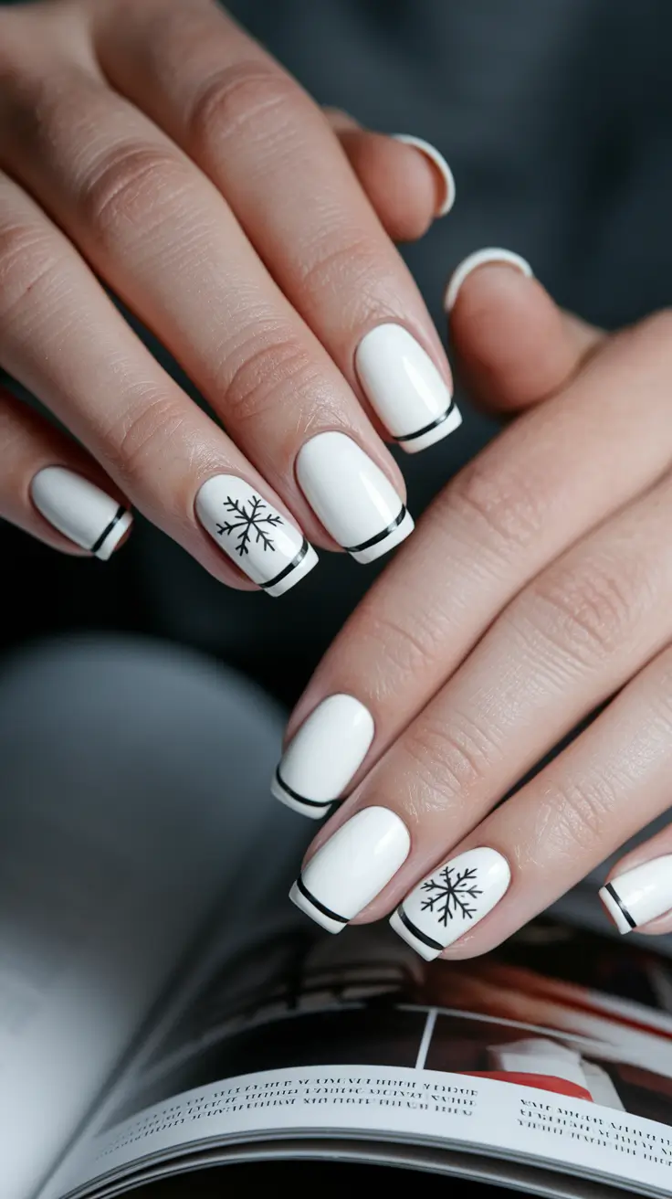 summer white nails ideas Snowflake French with a Summer Twist