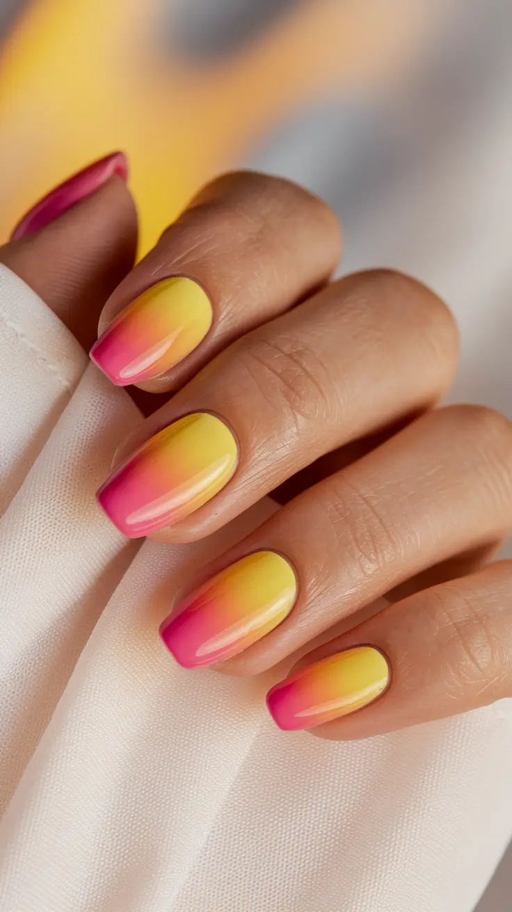 Sunset Gradient Nails to Glow in 2025 - Golden Hour Chrome Fade