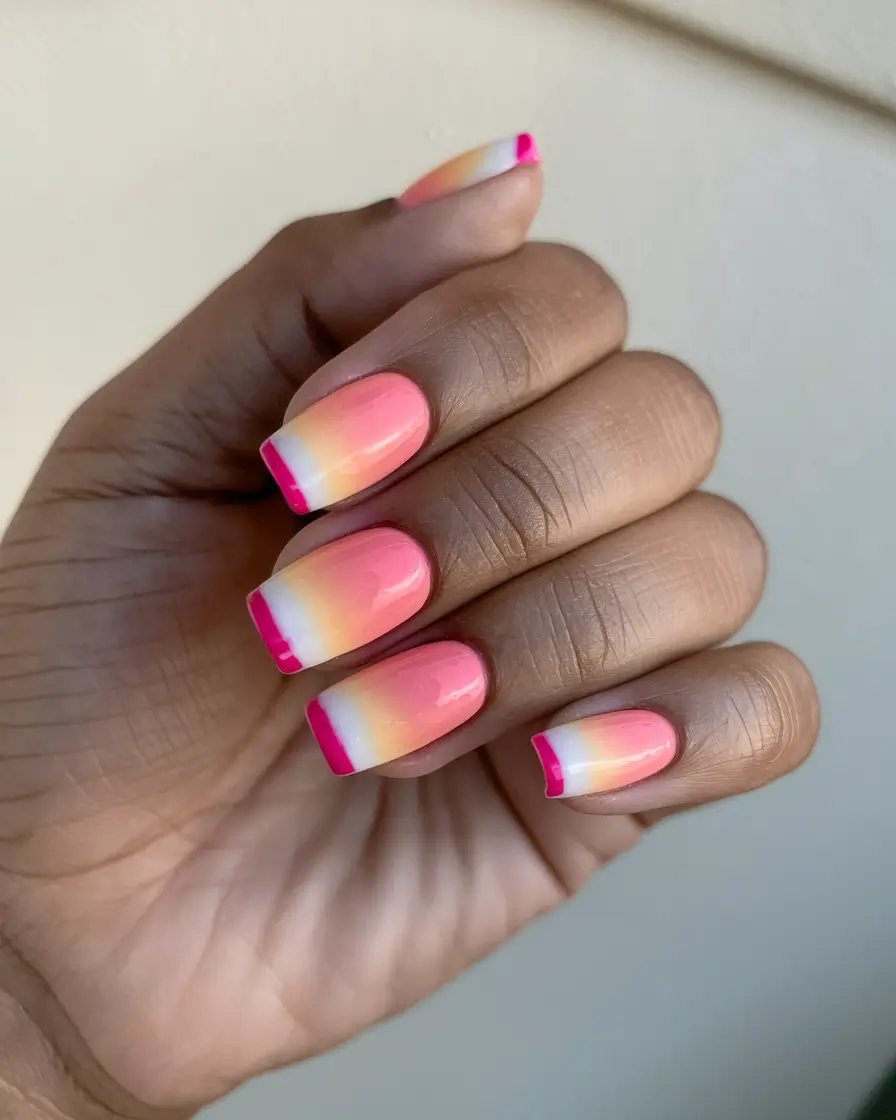 Sunset Gradient Nails to Glow in 2025 - Neon Sunset French Tips with a Twist