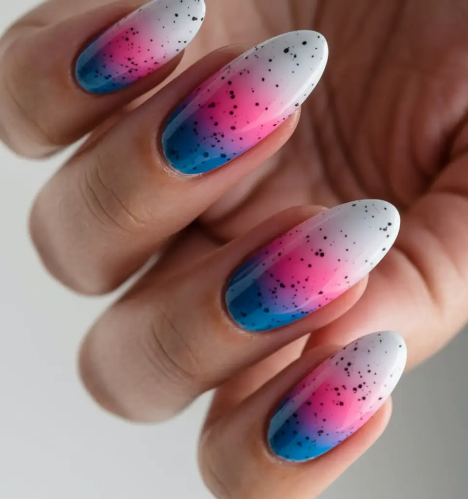 sunset gradient nails Bold Speckled Sunset Fade
