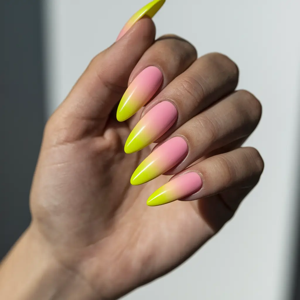 sunset gradient nails Lemonade Glow Over Rose Petals