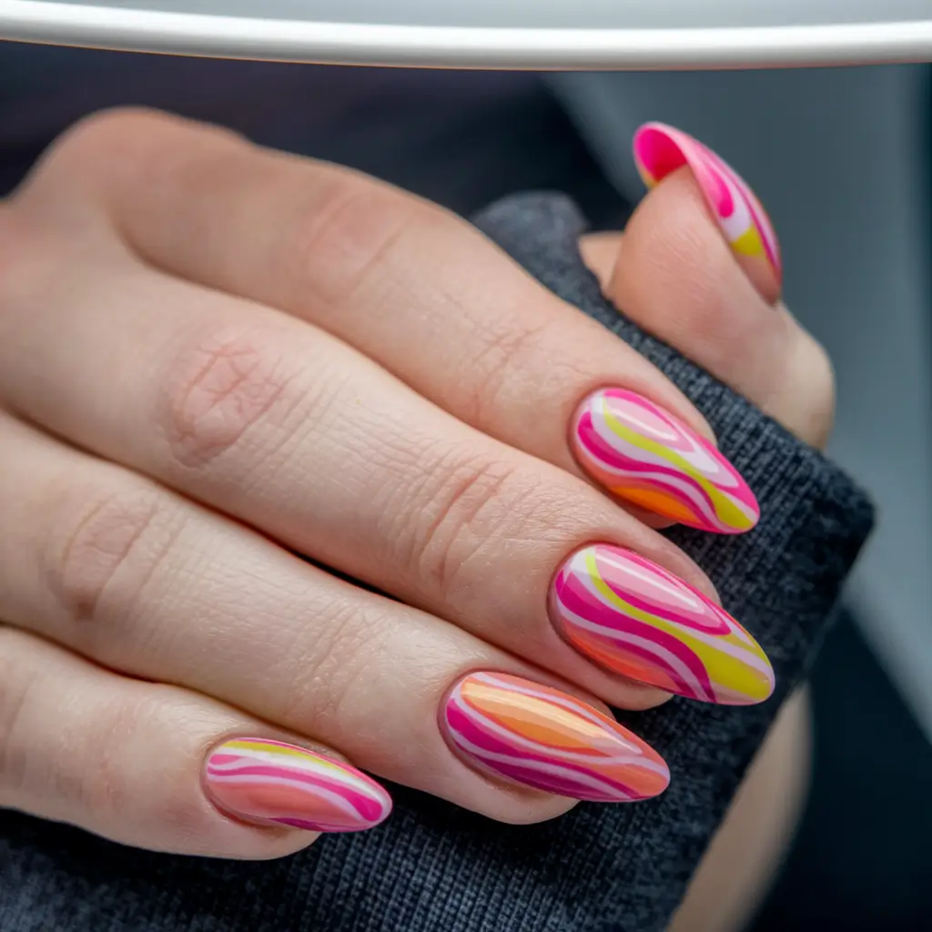sunset gradient nails Sunset Swirls in a Neon Fantasy