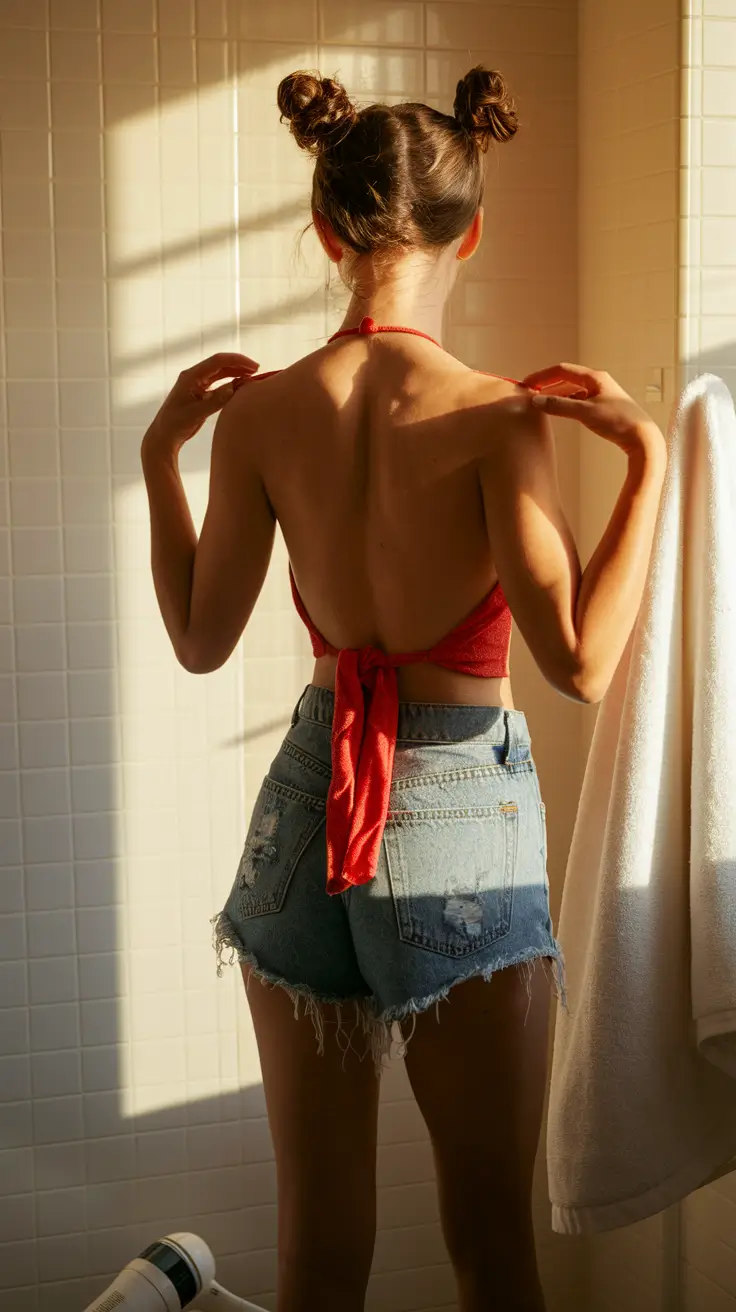 swimming hairstyles summer ideas 2025 Playful Twin Space Buns
