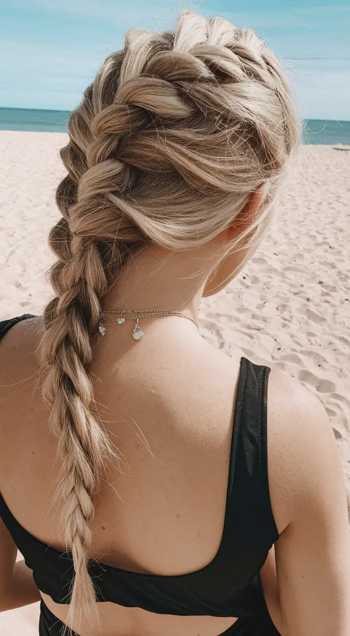 swimming hairstyles - summer ideas 2025 Loose and Lovely French Braid
