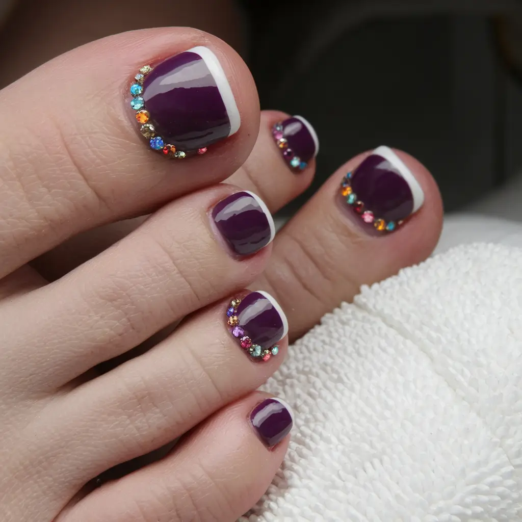 nail designs simple Jewel-Tipped Purple French