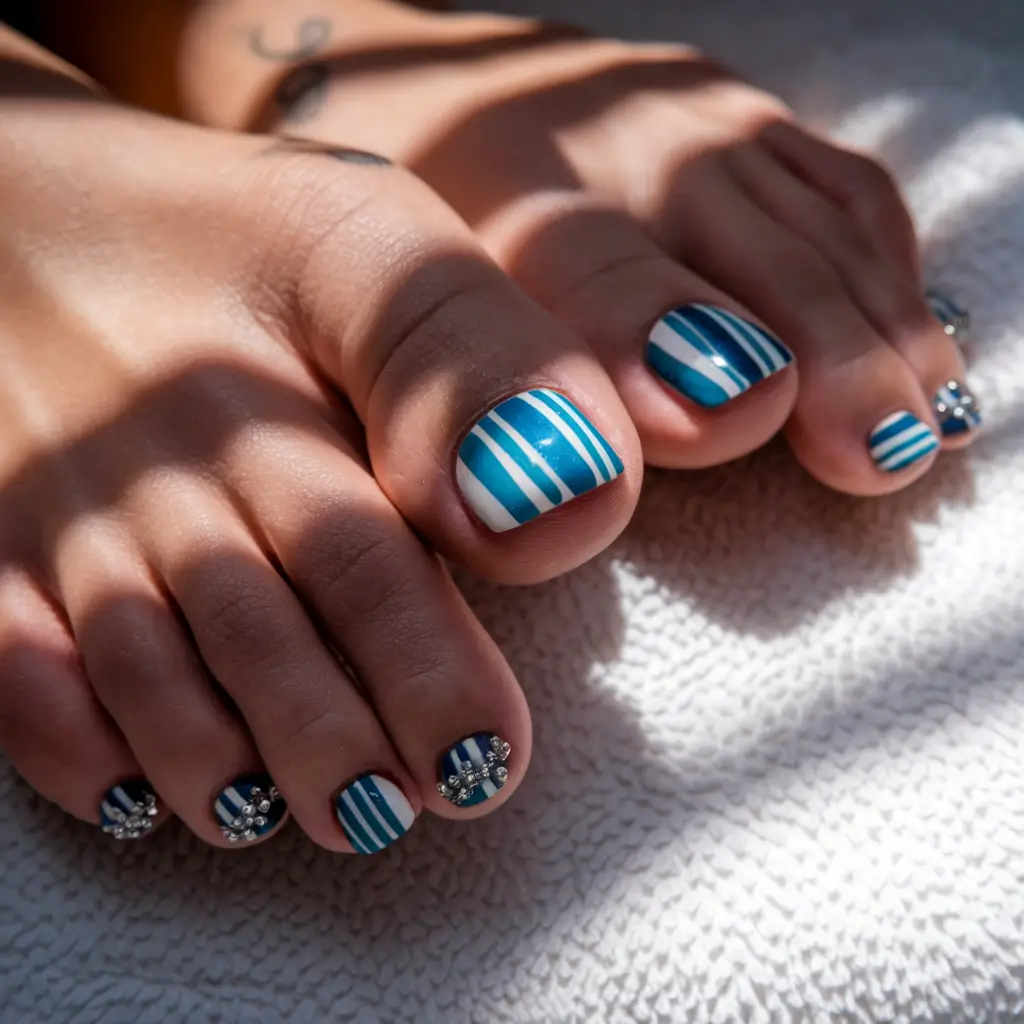 Toes That Shine in July 2025 Fireworks-Inspired Simplicity with Graphic Detail