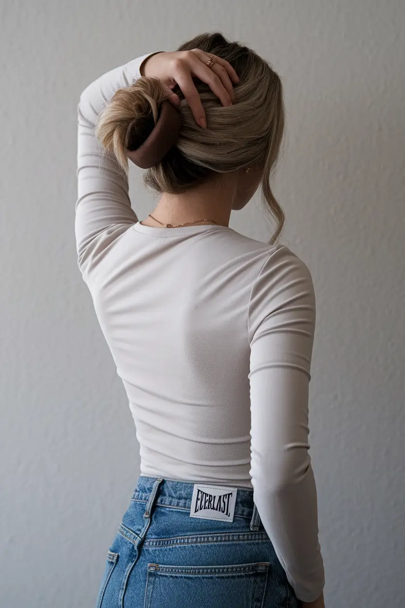 medium hair summer hairstyles Effortless Low Bun with Natural Volume