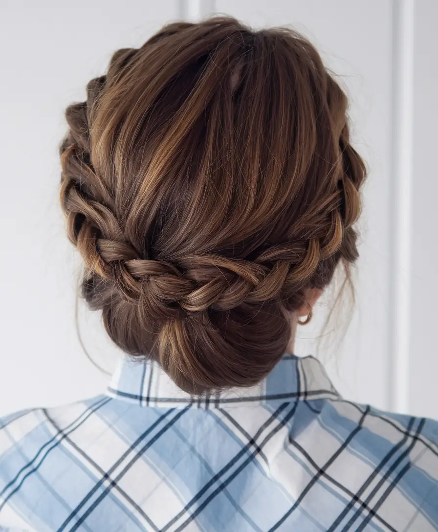 shoulder length haircuts for women Elegant Woven Updo with Volume