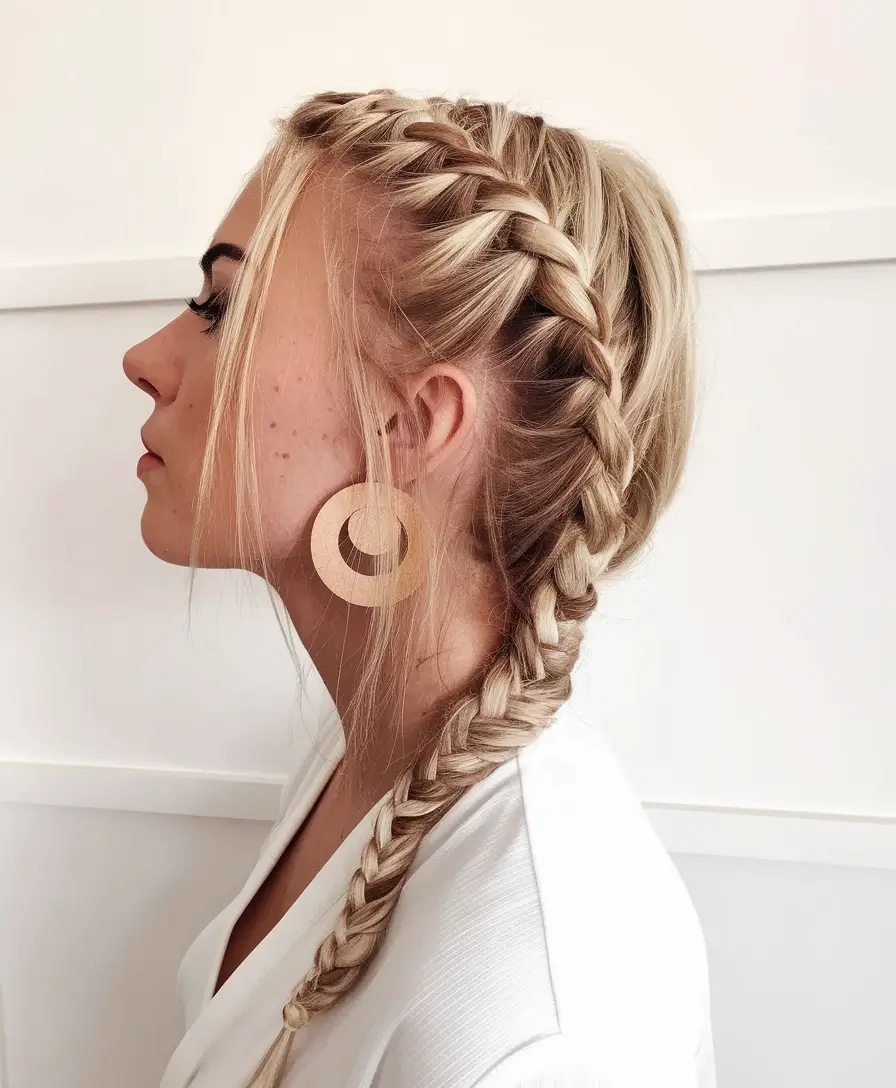 medium hair summer hairstyles Double Dutch Braid with Sleek Sides