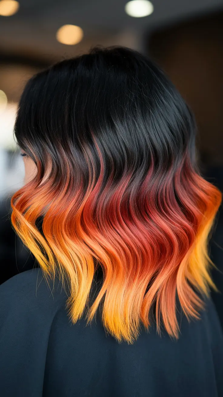 ombre hair colors blue Jet Black Root Fade into Ash Blue