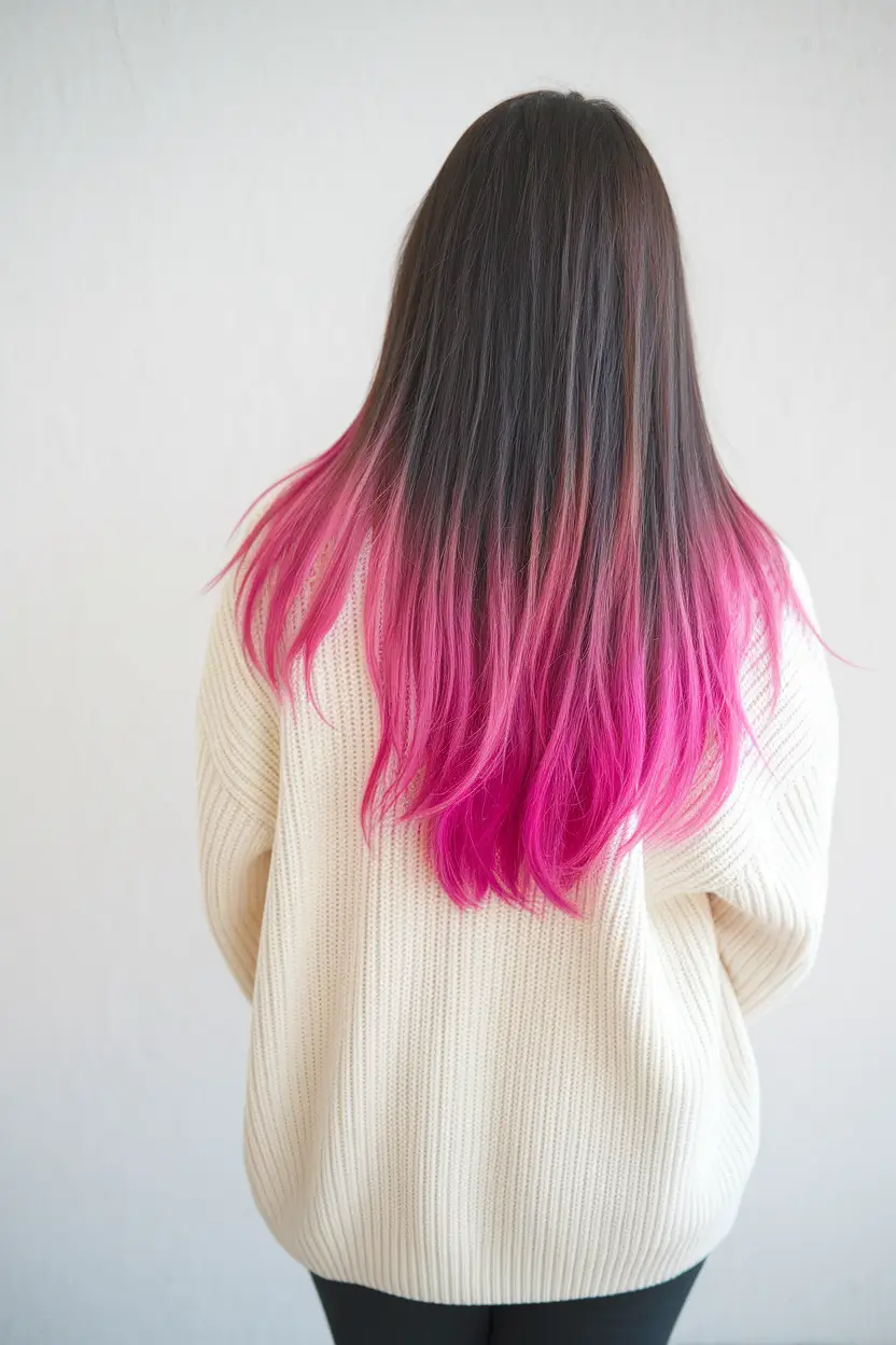 ombre hair colors for brunettes+Long Dark-to-Vivid Pink Layers
