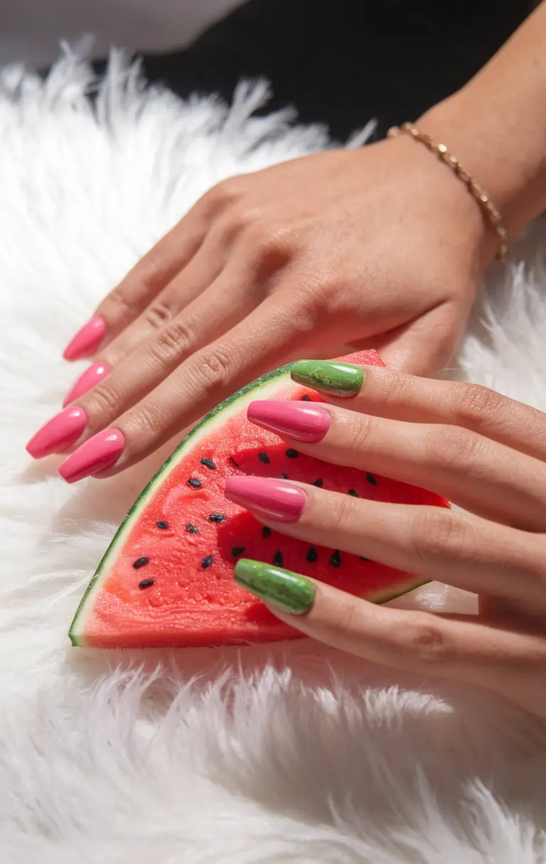 tropical fruit nails Watermelon Ombré Duo for Pool Days