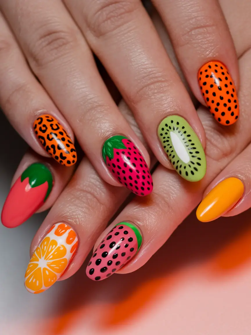tropical fruit nails Fruit Salad Explosion in Neon