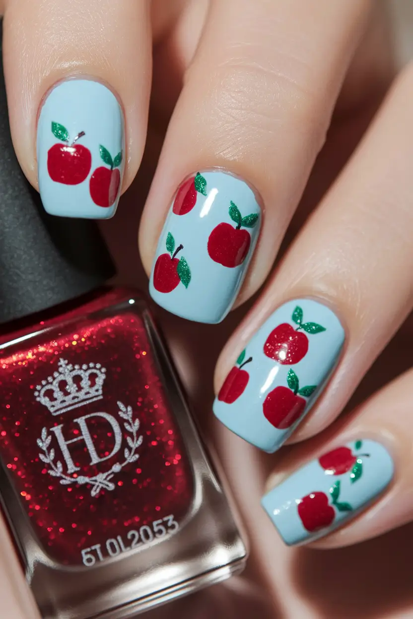 tropical fruit nails Fresh Apple Delight on Sky Blue