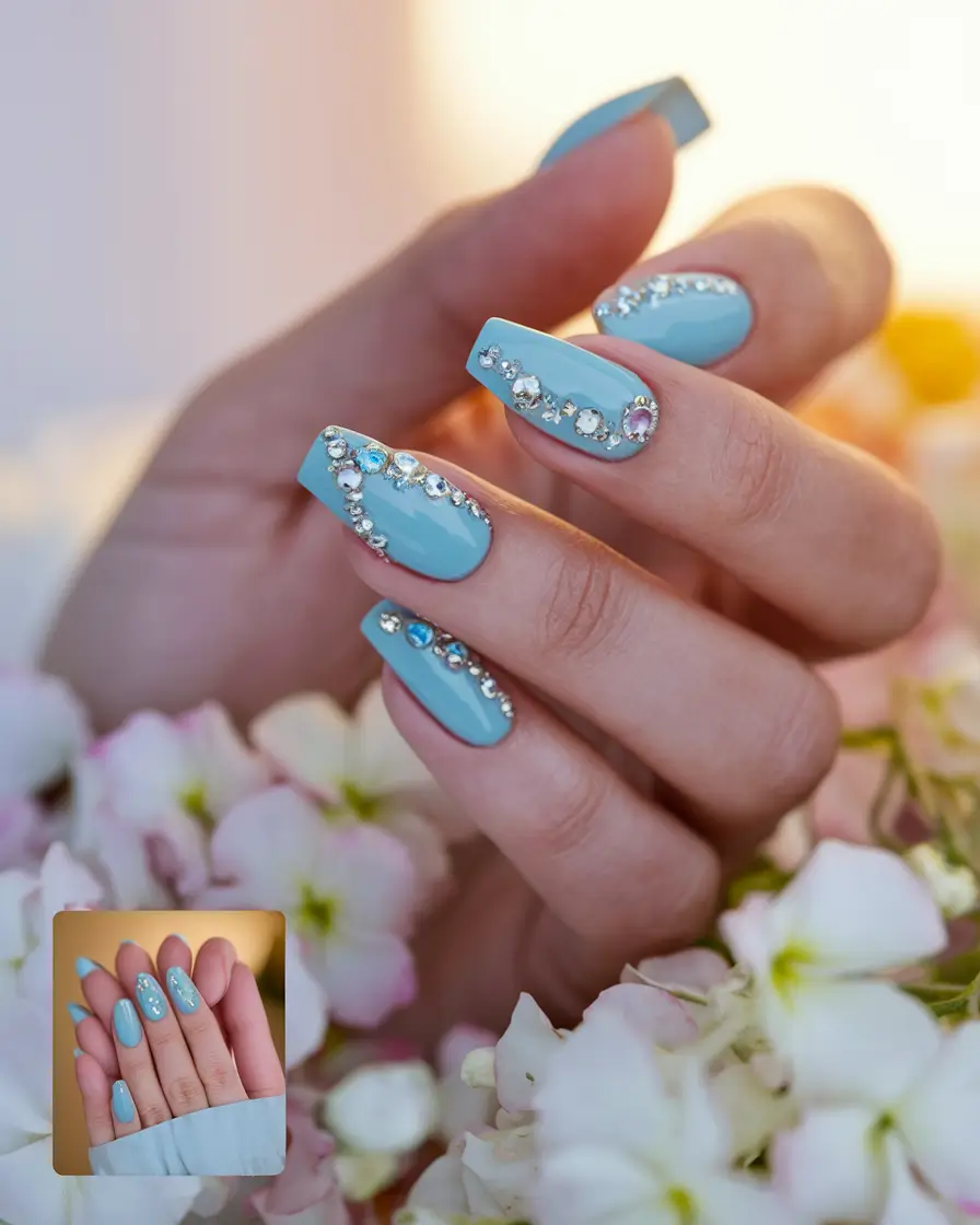 vacation nails summer blue Ocean Sparkle in Blue