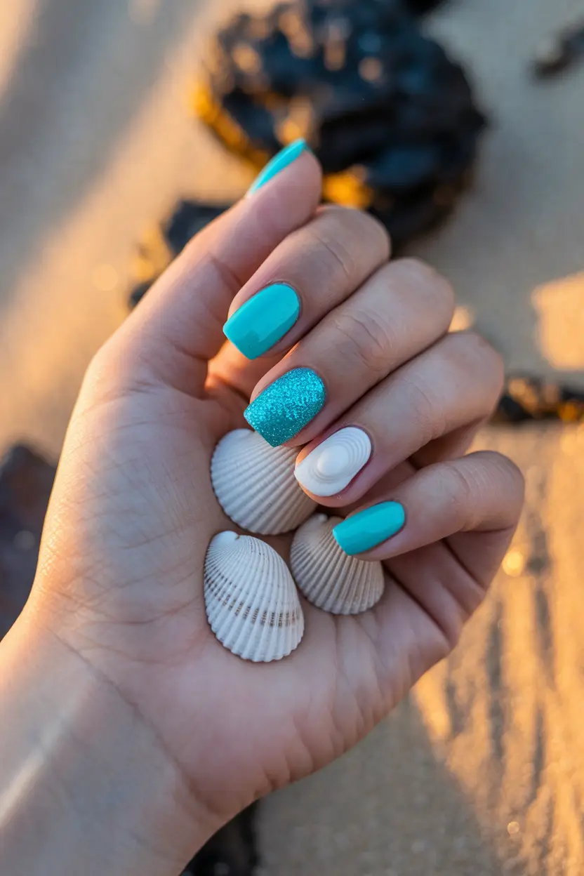 vacation nails summer pink Palm Trees & Poolside Dreams