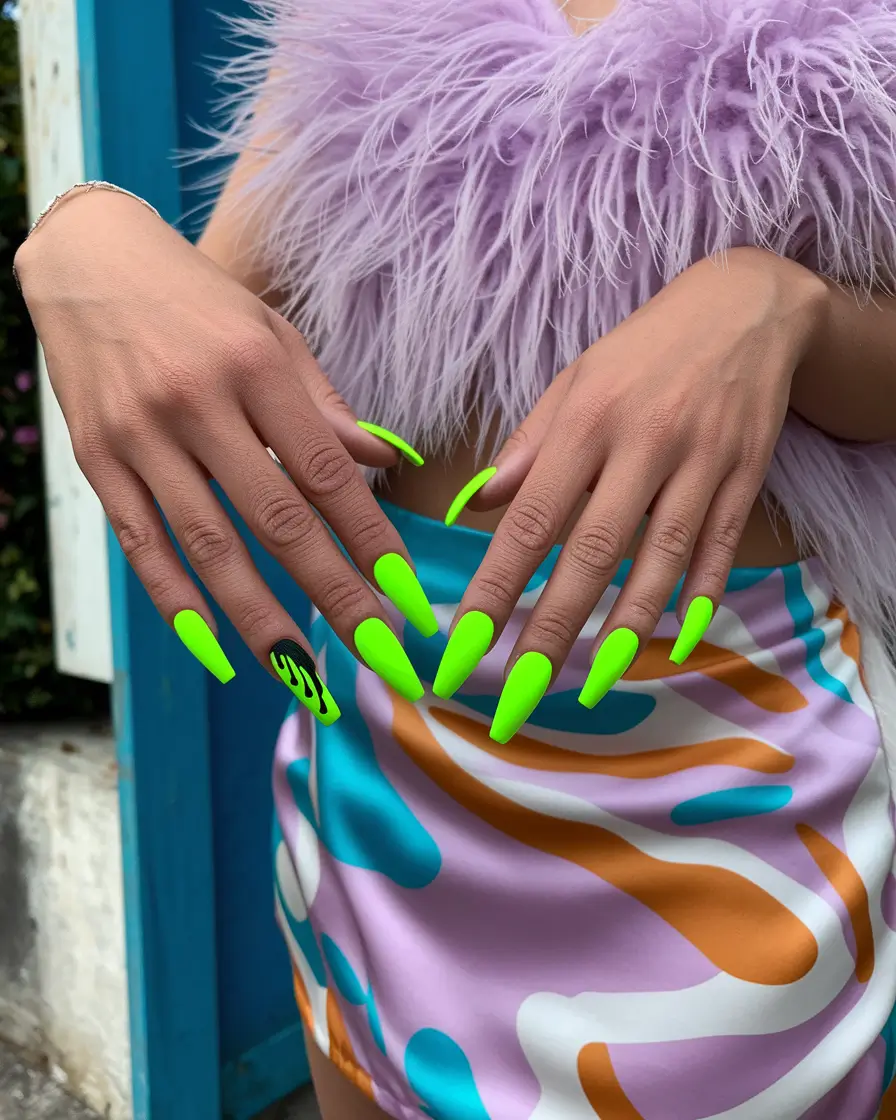 yellow summer nails ideas Electric Green Energy