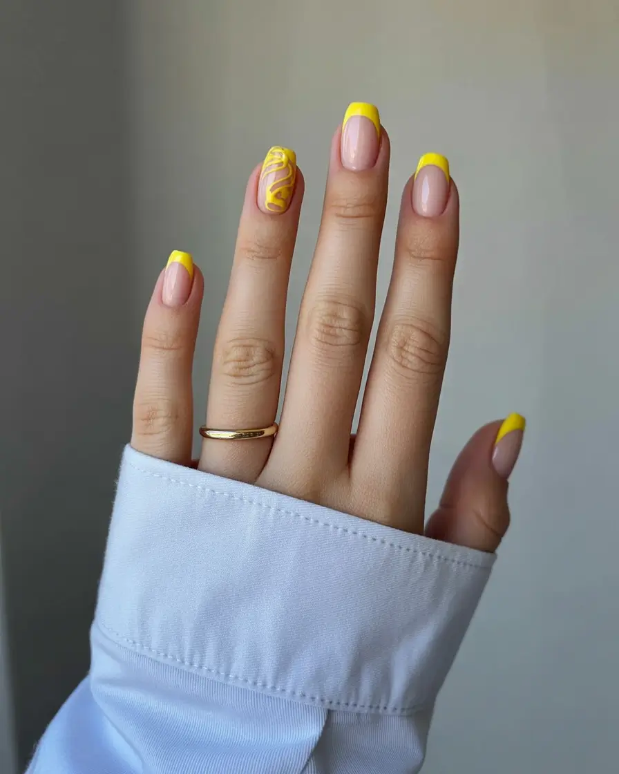 yellow summer nails ideas Classic Yellow Tips with a Twist