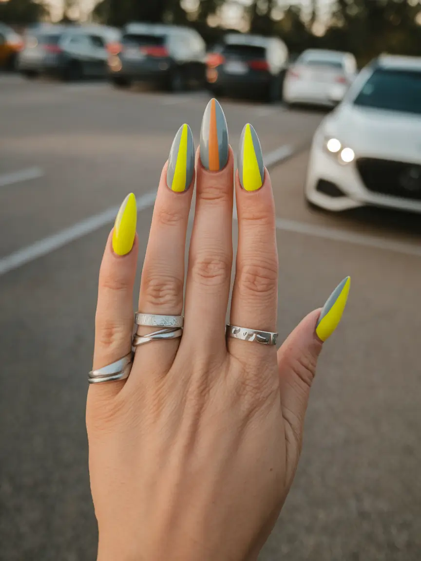 yellow summer nails ideas 2025 Sunbeam Stripes with Urban Cool