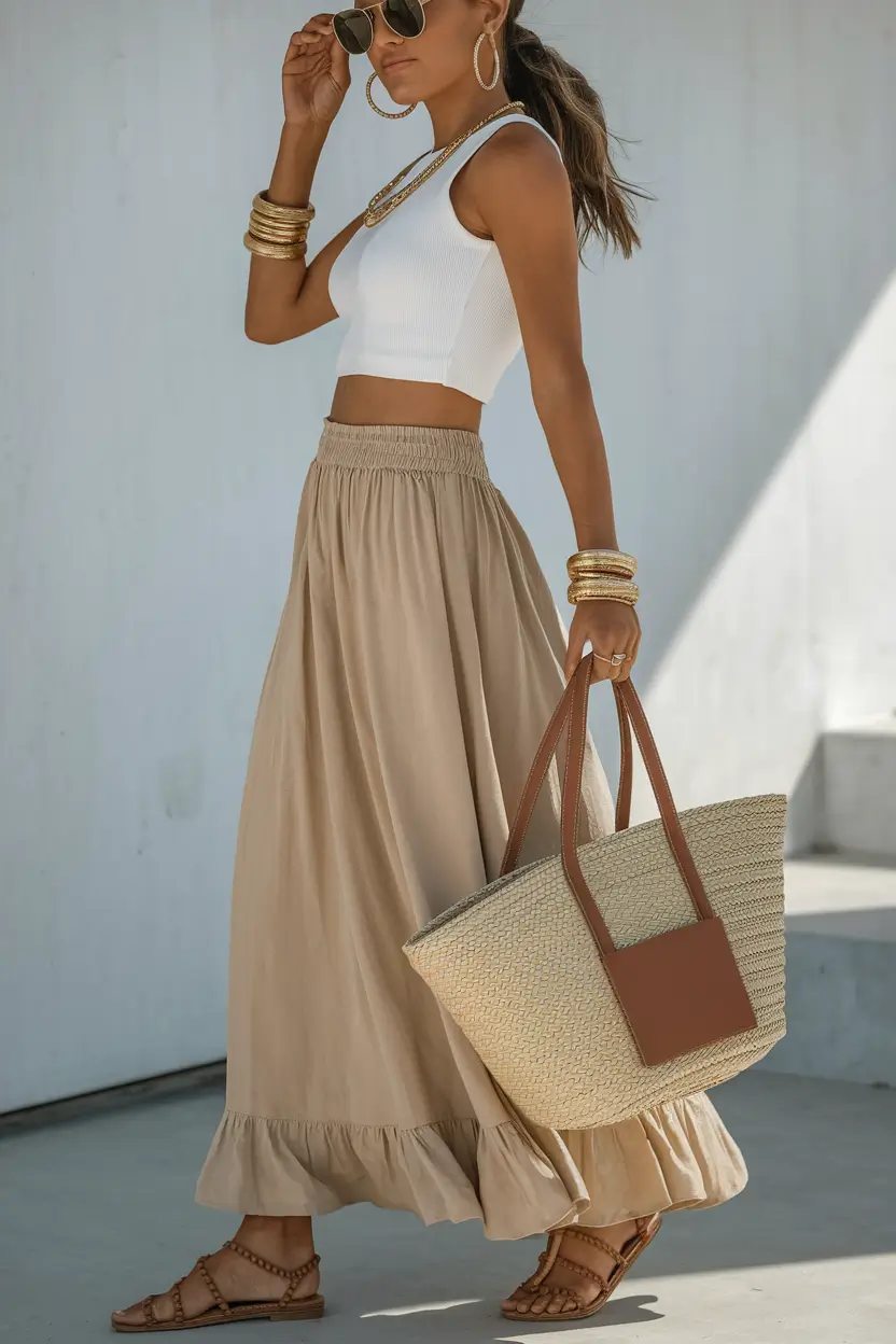 wardrobe for greece in july Relaxed Striped Beach Co-Ord Set